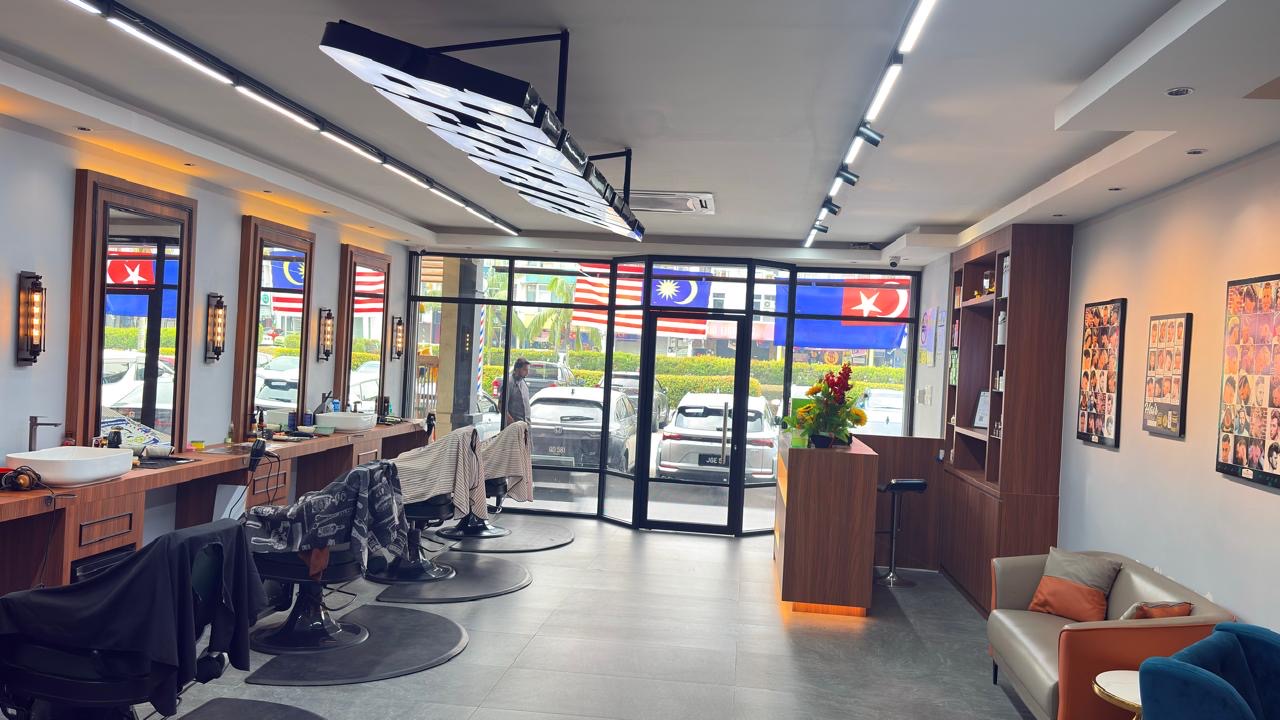 Bright professional barber stations